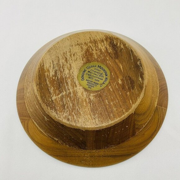 Genuine Ozark Mountain Walnut Native Wood Fruit Salad Bowl 9” Wooden Plate Brown - Picture 3 of 8